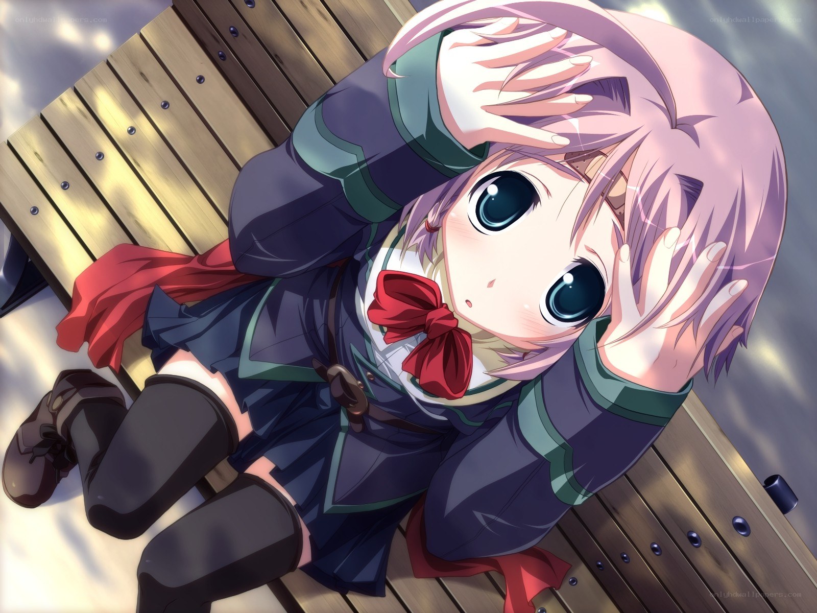 anime girl on bench