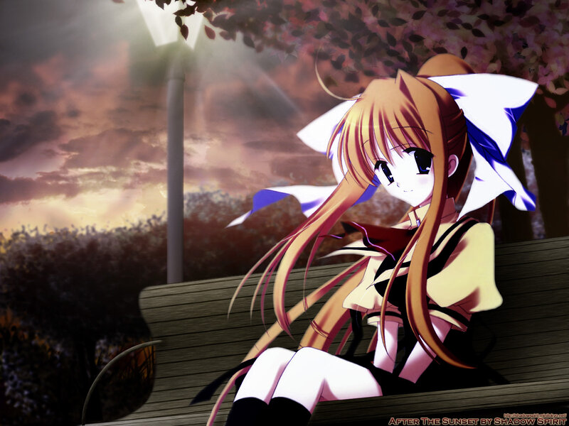 Anime Girl on Bench — Brown