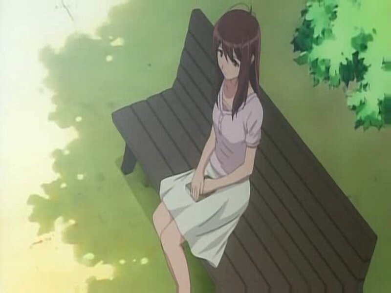 Anime Girl on Bench — Green