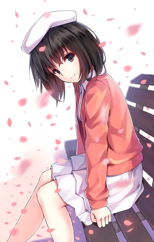 Anime Girl on Bench — Pink, Calm