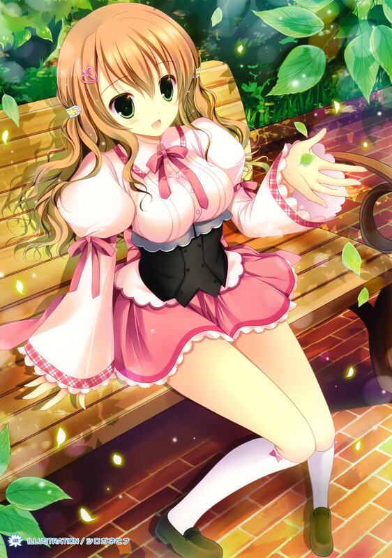 Anime Girl on Bench — Pink, Serene, Night, Illustration