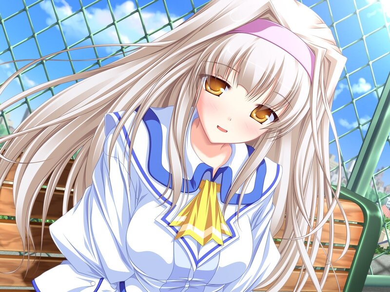 Anime Girl on Bench — White, Calm