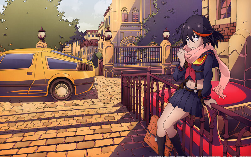 Anime Girl on Bench — Yellow, Dramatic