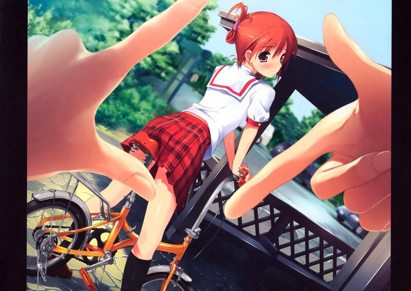 Anime girl on bicycle