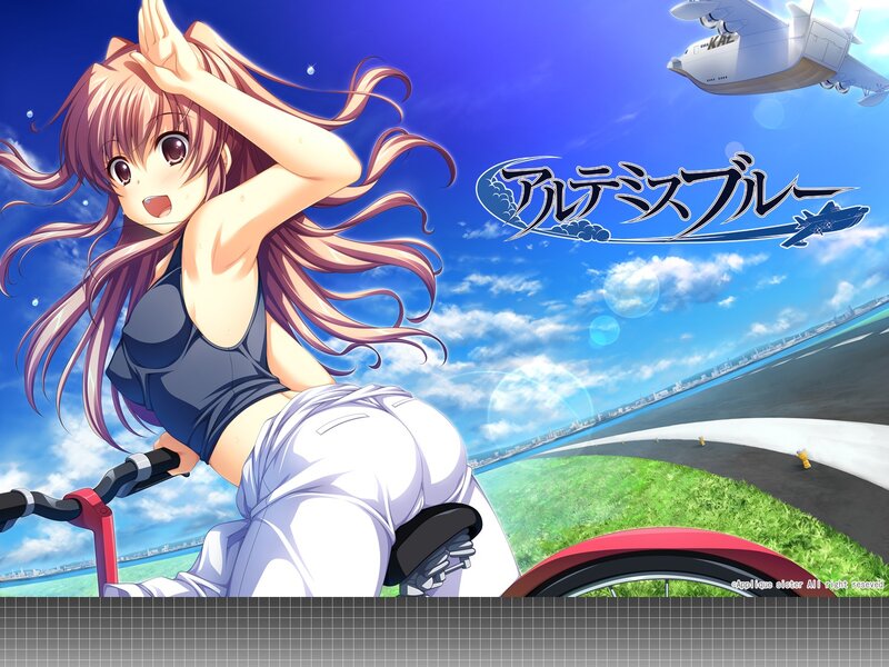 Anime girl on bicycle