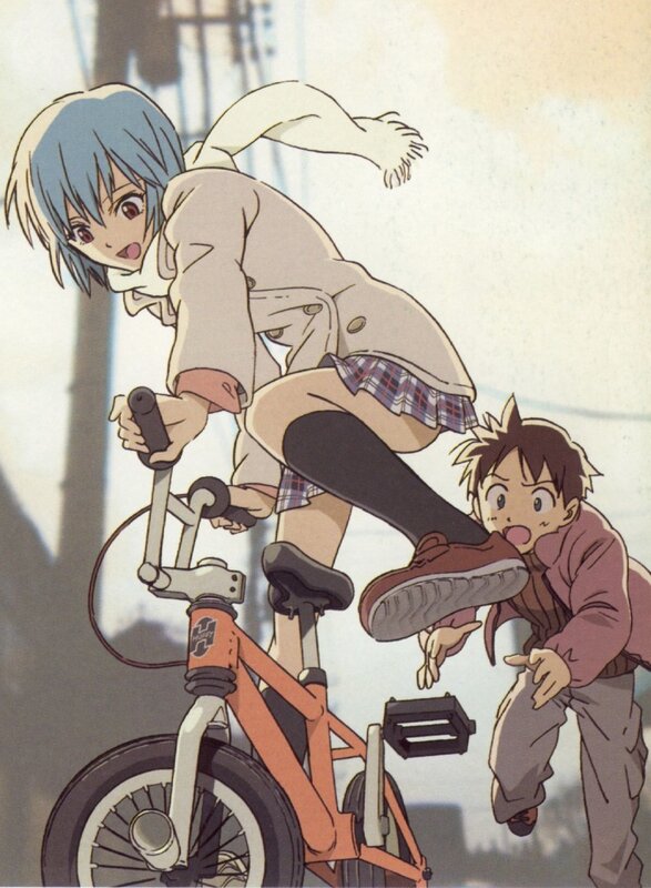 Anime girl on bicycle