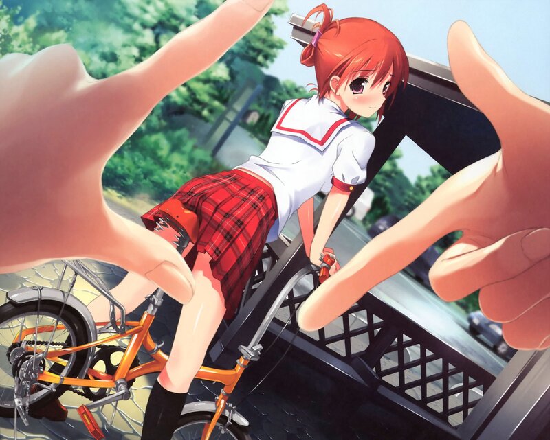 Anime girl on bicycle