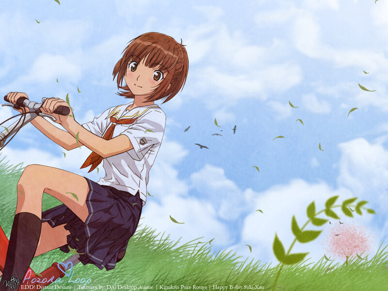 Anime girl on bicycle