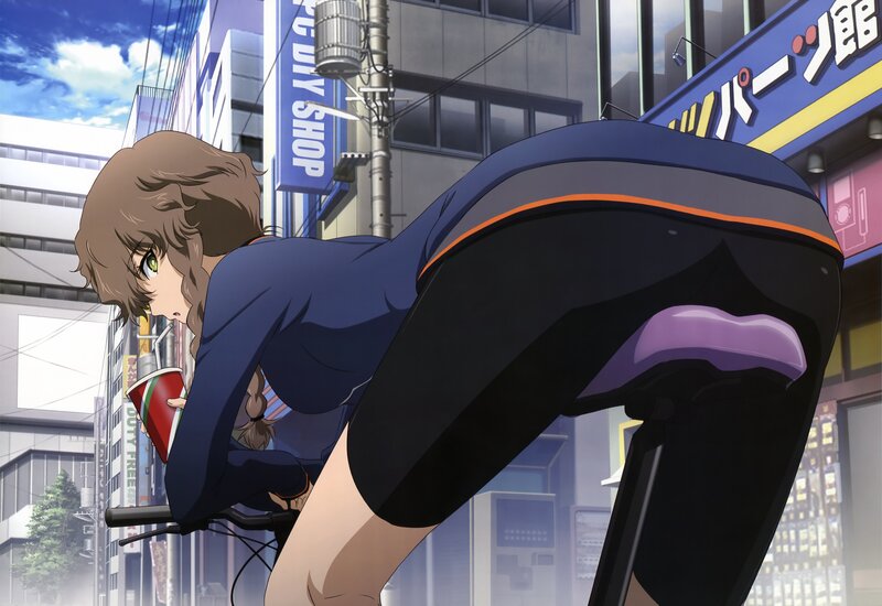 anime girl on bicycle