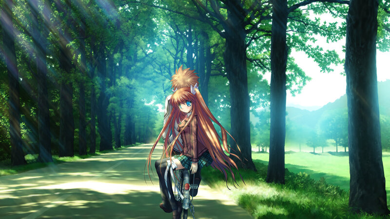 Anime Girl on Bicycle — Green