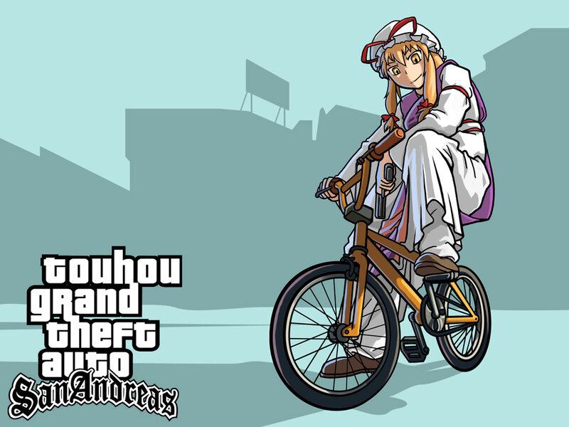 Anime Girl on Bicycle — Teal