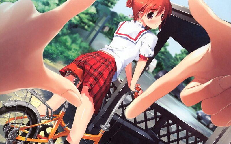 anime girl on bicycle