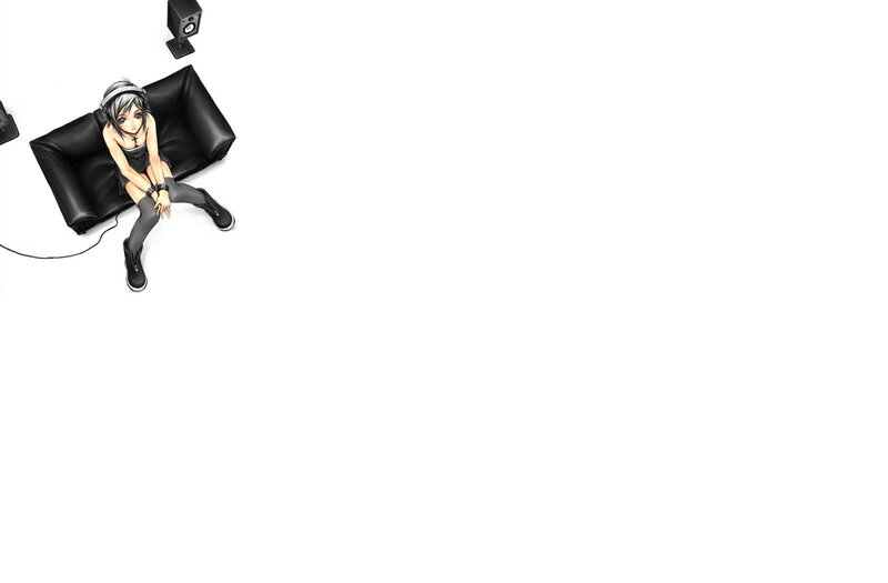 anime girl on black couch