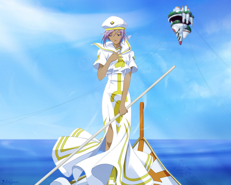 Anime Girl on Boat — Blue