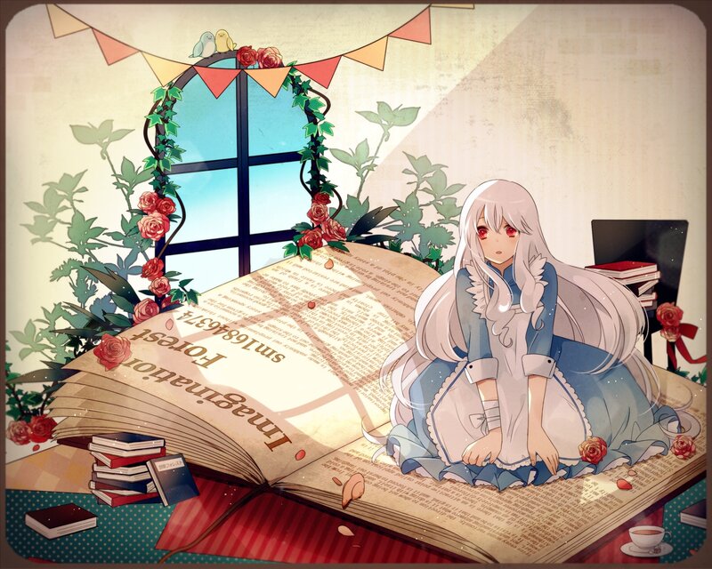 Anime Girl on Book
