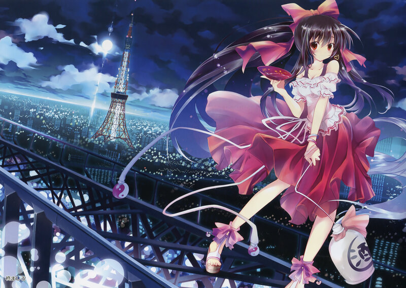 Anime Girl on Bridge — Purple, Dramatic, Night