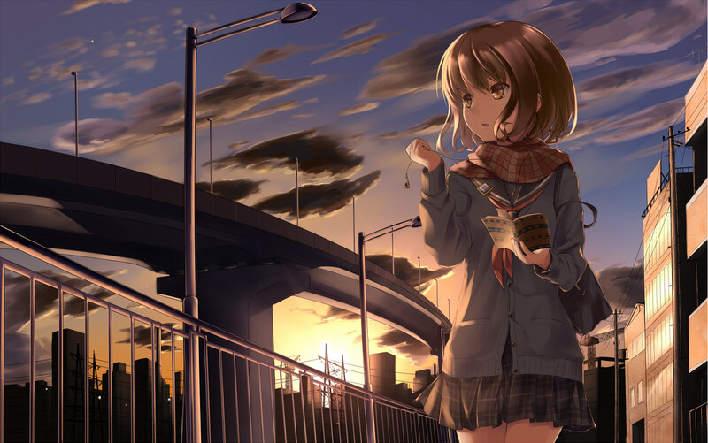 Anime Girl on Bridge
