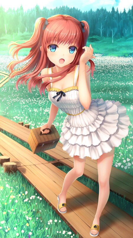 Anime Girl on Bridge — White, Serene