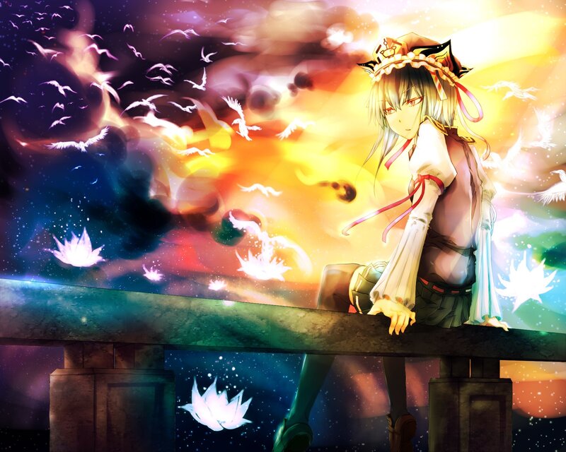Anime Girl on Bridge — Yellow, Dramatic