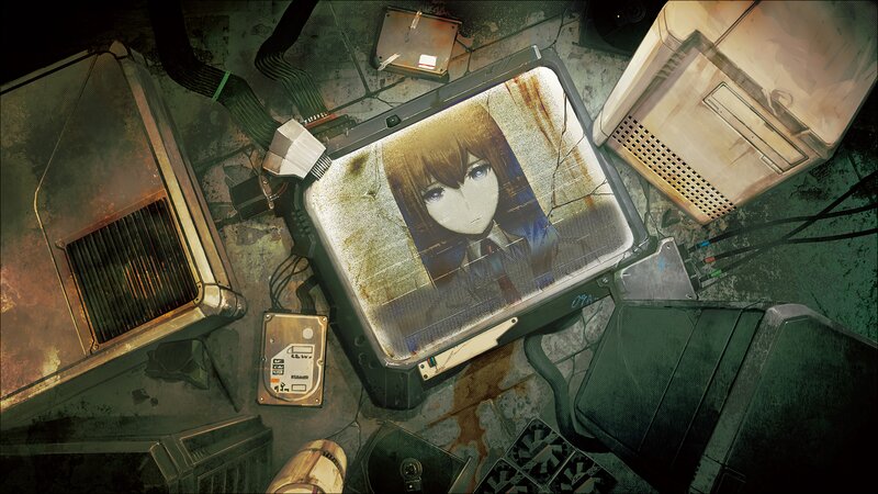 Anime Girl on Broken Screen — Green
