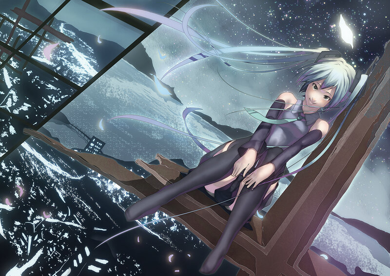 Anime Girl on Broken Structure