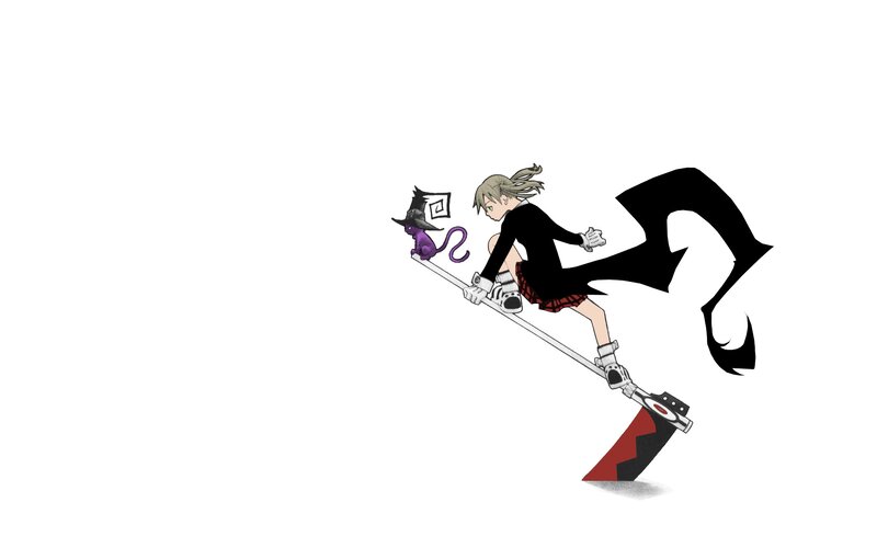 Anime Girl on Broom — Black