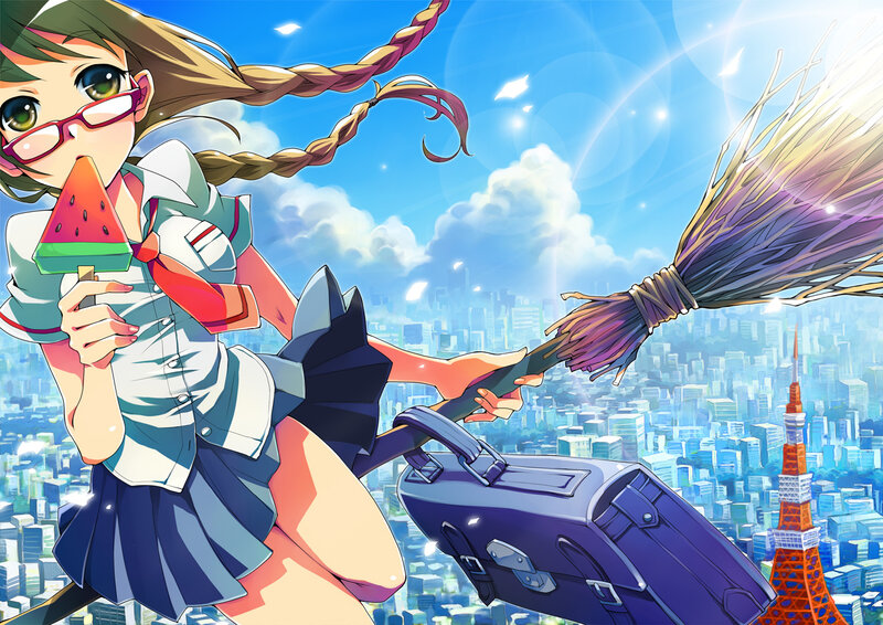 Anime Girl on Broom