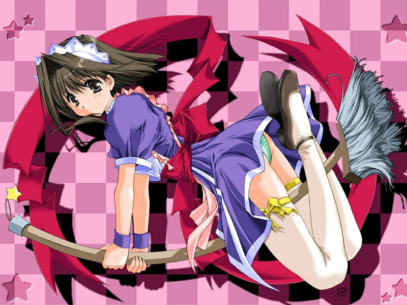 anime girl on broomstick