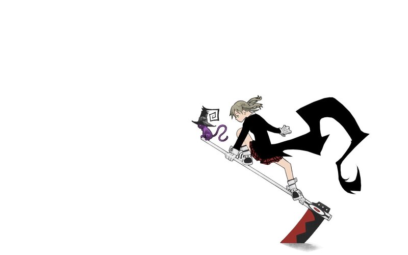 anime girl on broomstick