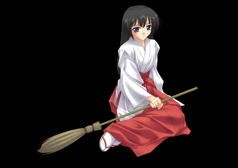 anime girl on broomstick