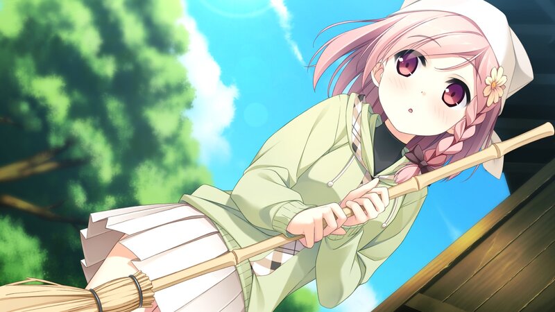 anime girl on broomstick