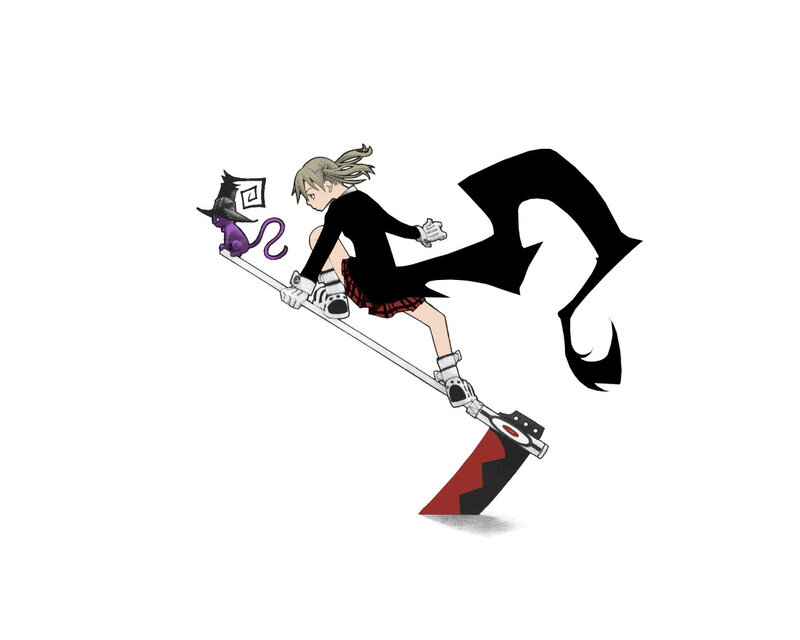 Anime Girl on Broomstick — Black, Dynamic