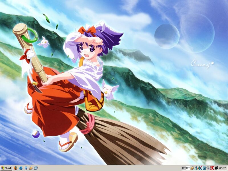 Anime Girl on Broomstick — Blue, Dynamic