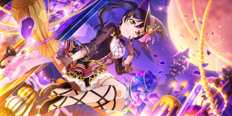 Anime Girl on Broomstick — Purple, Magical, Night