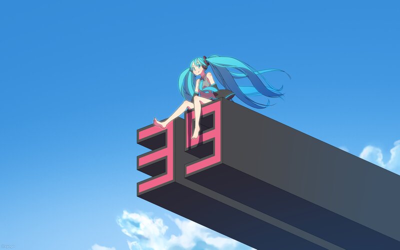 Anime Girl on Building Edge