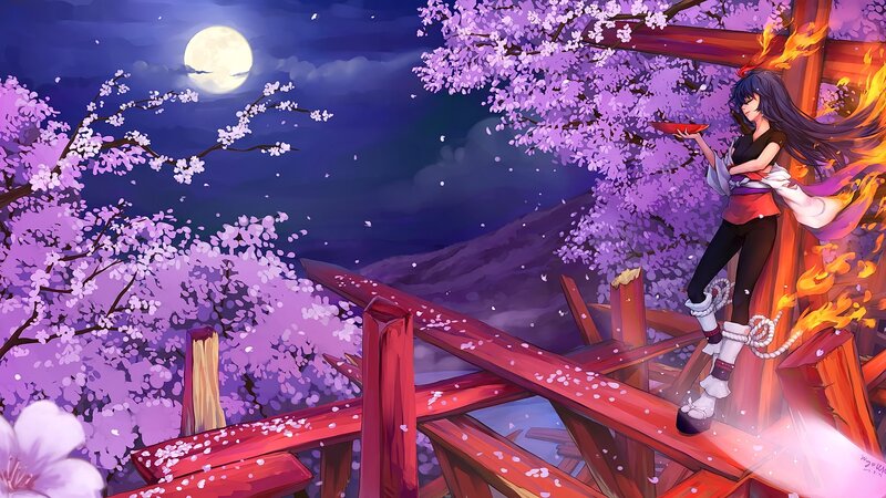 Anime Girl on Burning Bridge