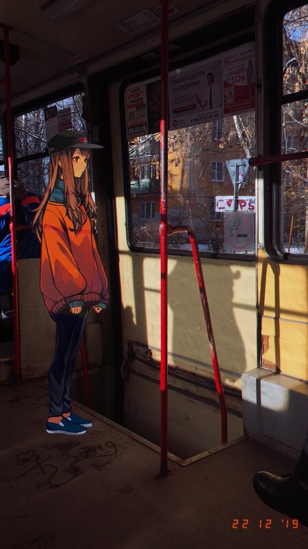Anime Girl on Bus — Orange
