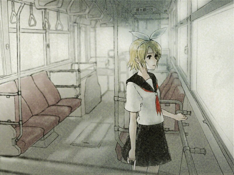 Anime Girl on Bus — White, Calm