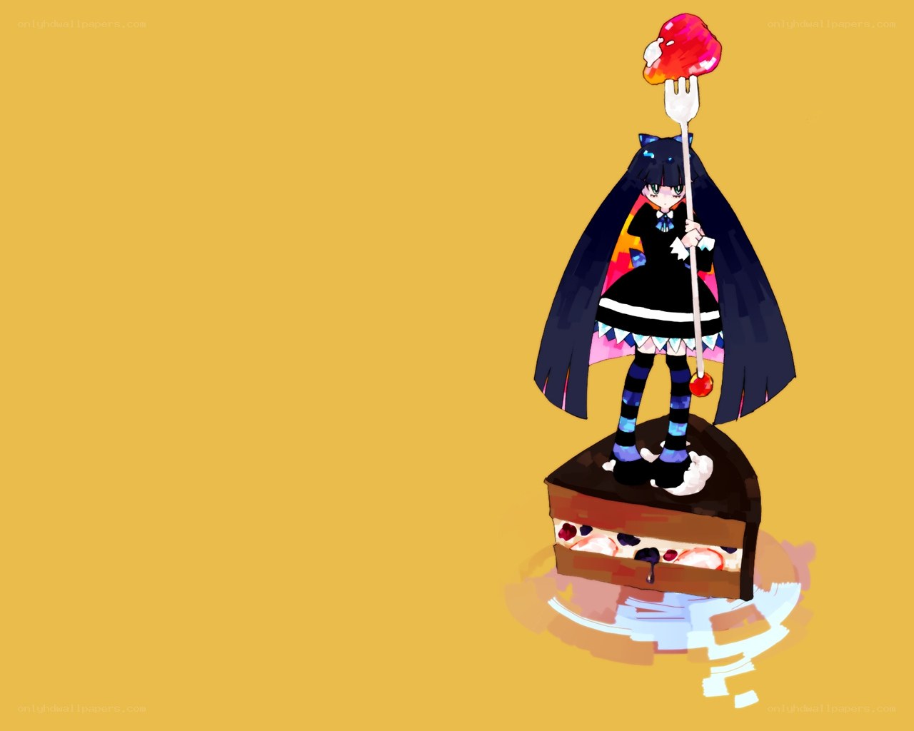 anime girl on cake slice