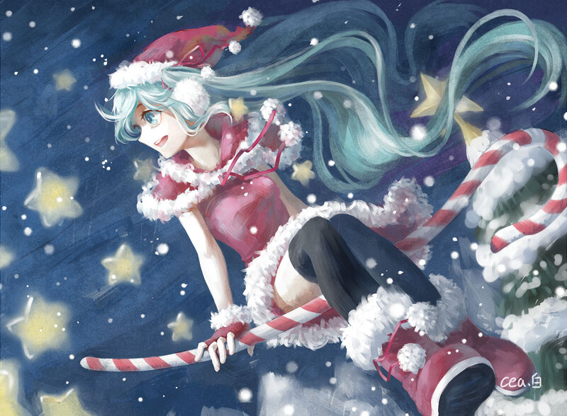 Anime Girl on Candy Cane