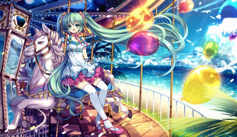 Anime girl on carousel