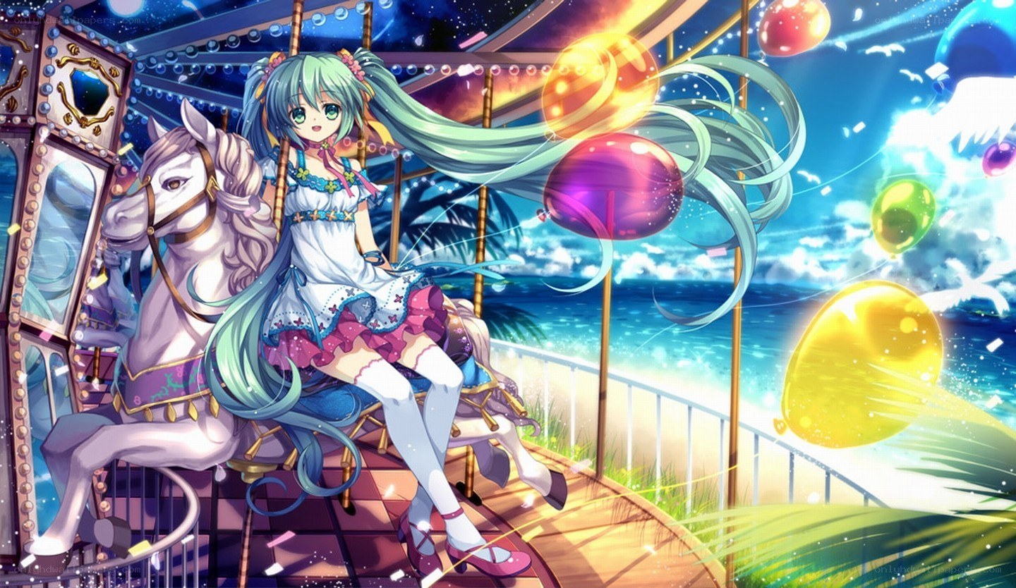 Anime girl on carousel