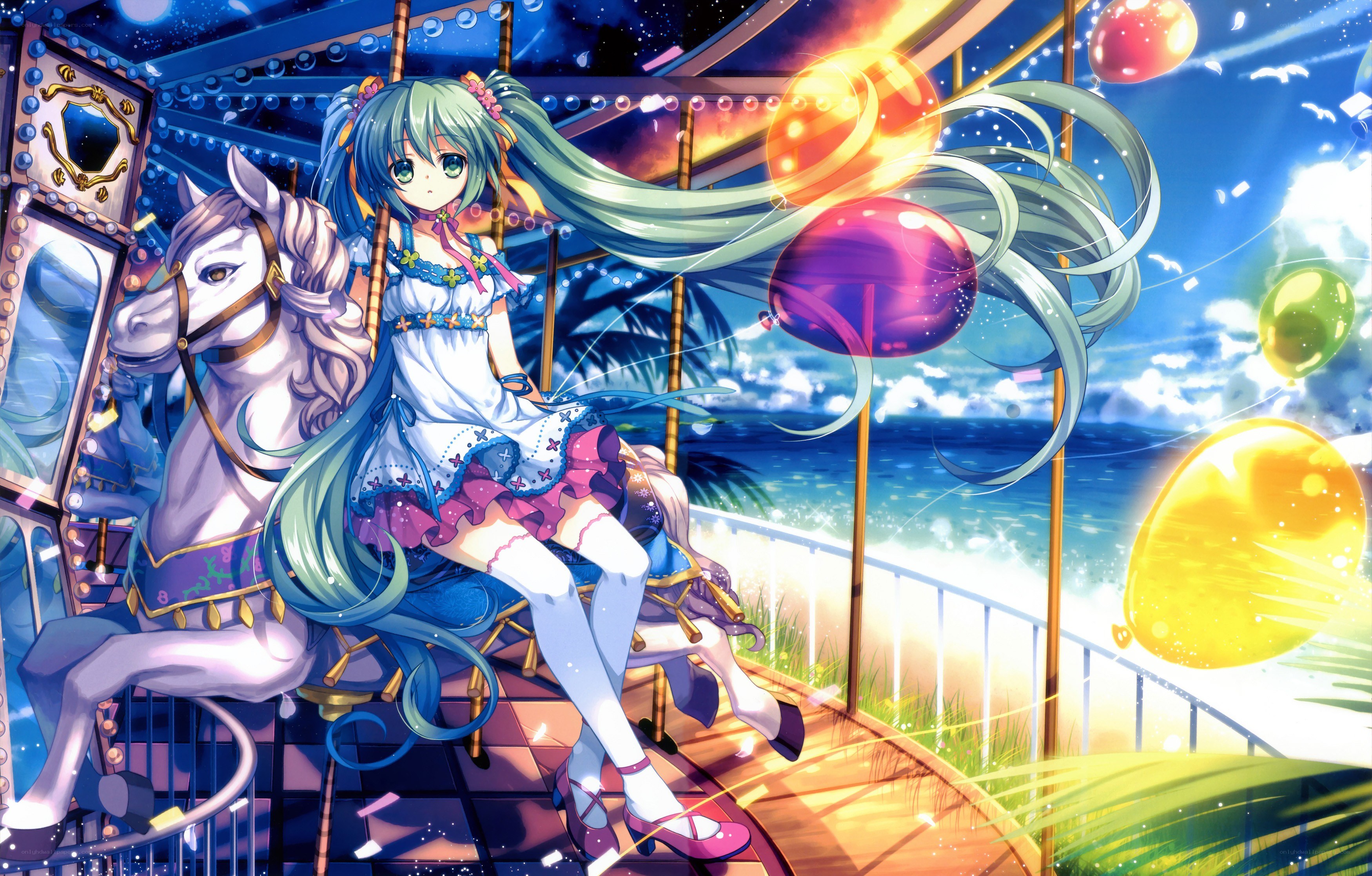 Anime girl on carousel