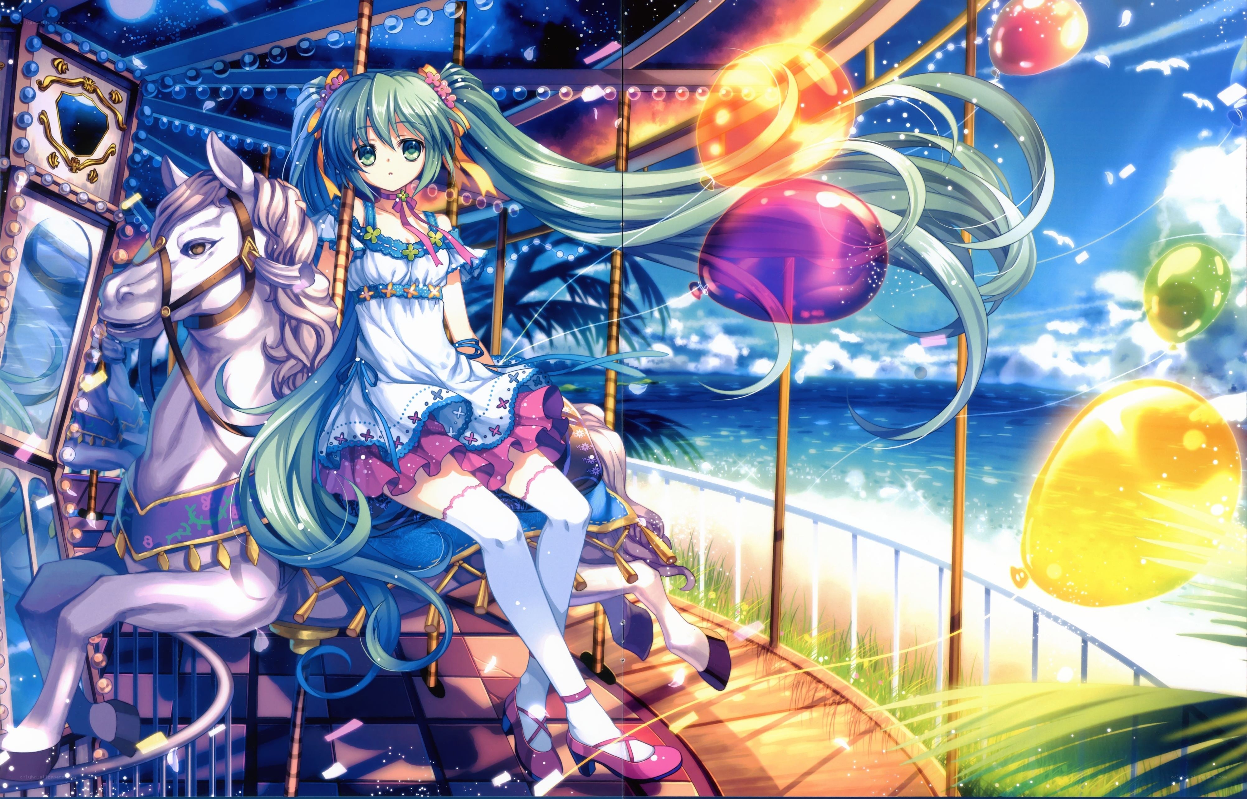 Anime girl on carousel