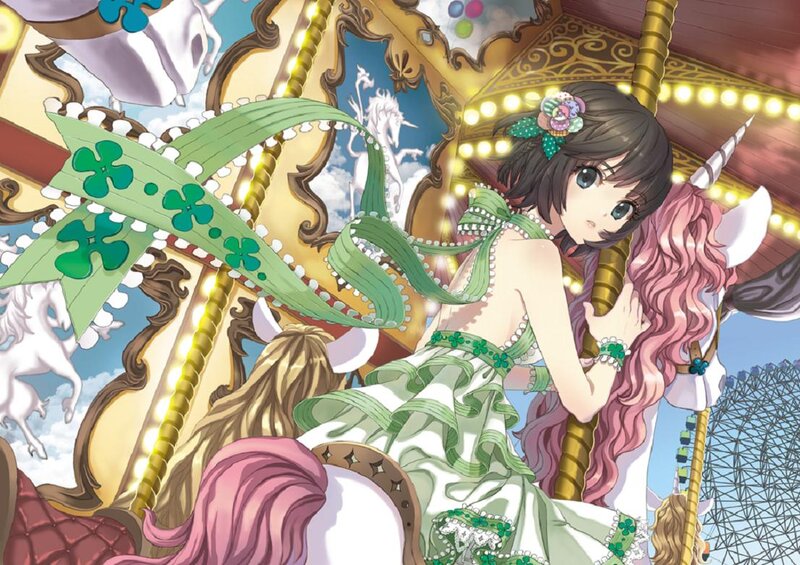 Anime Girl on Carousel — Green