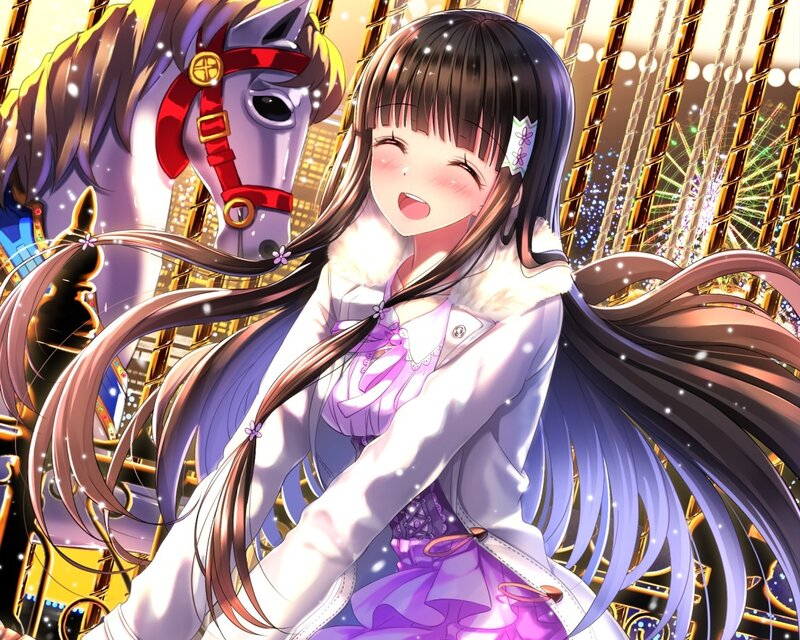 Anime Girl on Carousel — Purple, Festive
