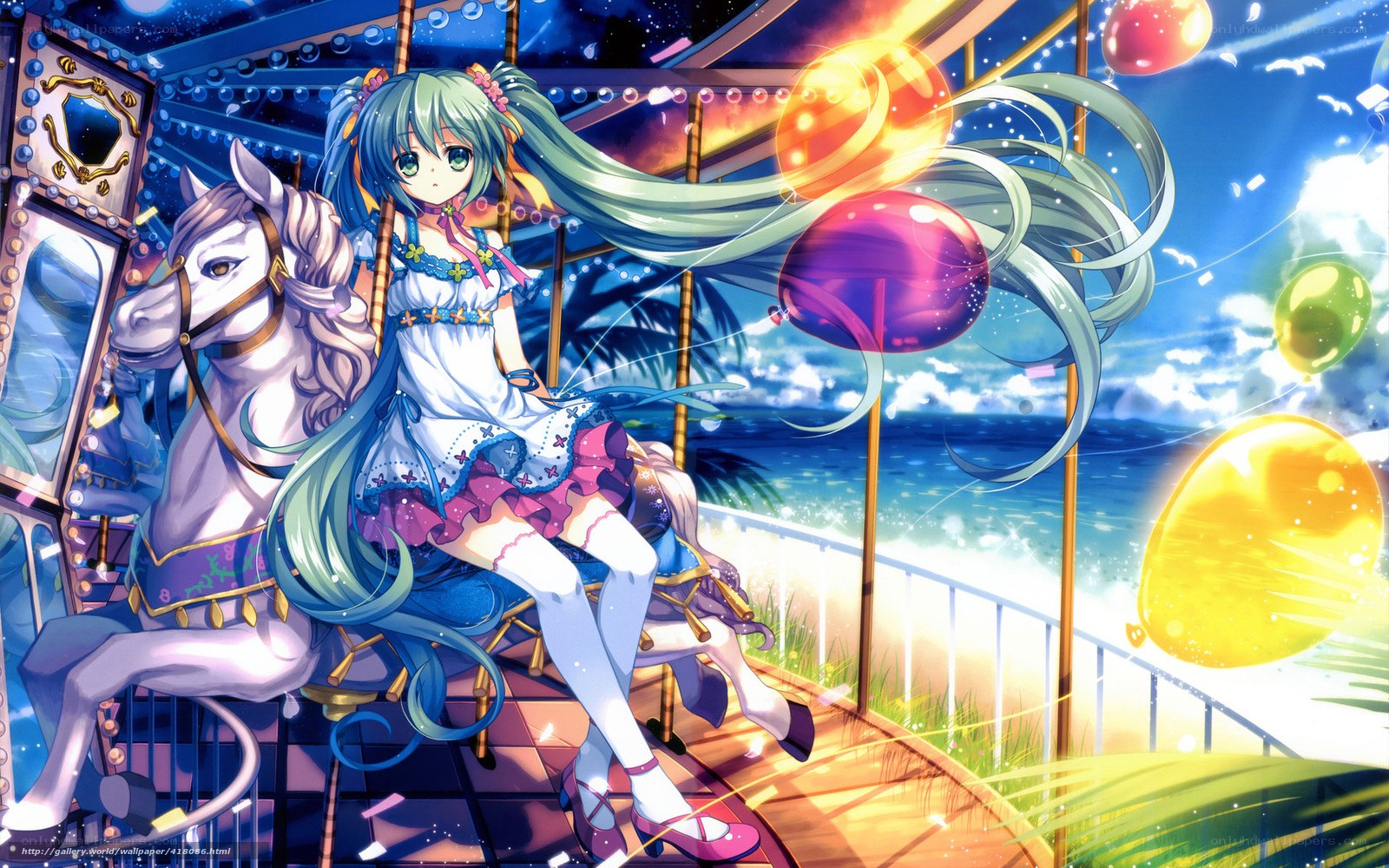Anime girl on carousel