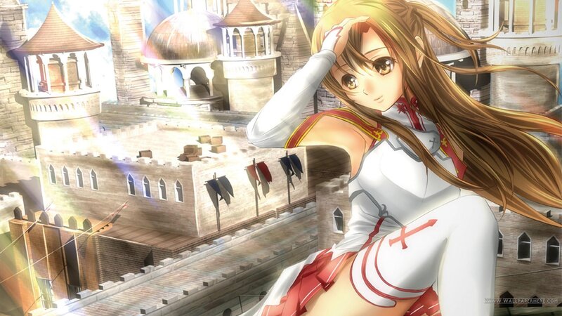 Anime Girl on Castle Wall — White