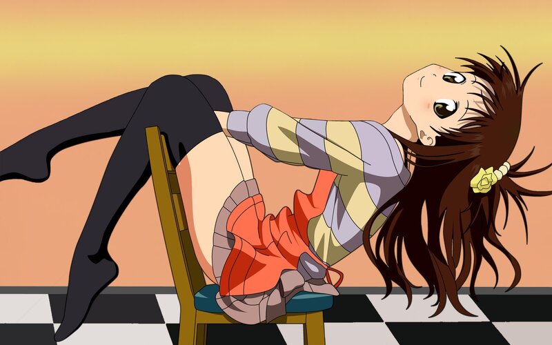 Anime girl on chair