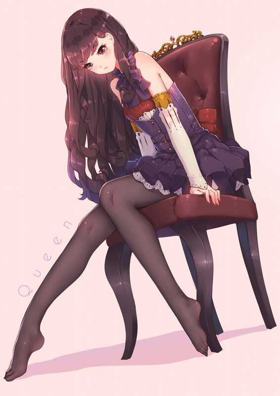 Anime Girl on Chair — Purple, Calm